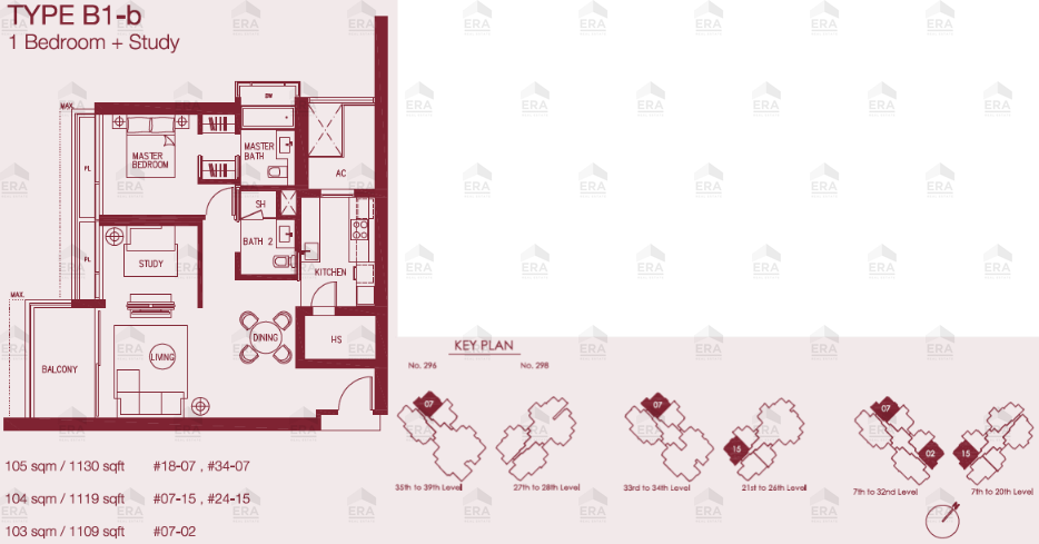 B1-b · 1,119 sqft floor plan