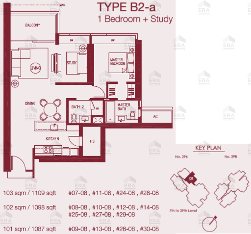 B2-a · 1,098 sqft floor plan
