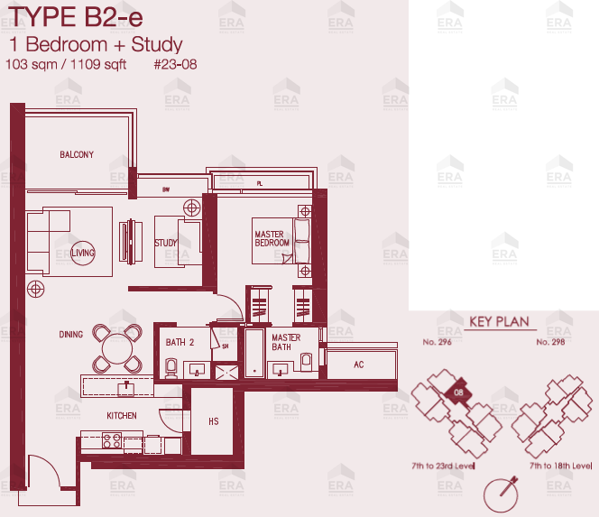 B2-e · 1,109 sqft floor plan