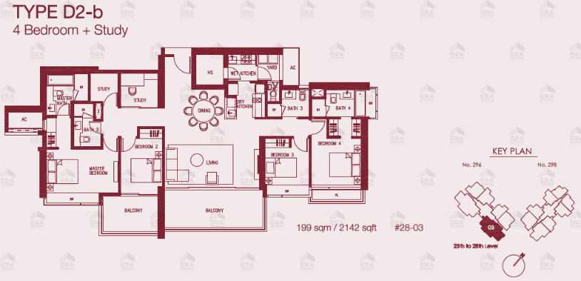 D2-b · 2,142 sqft floor plan
