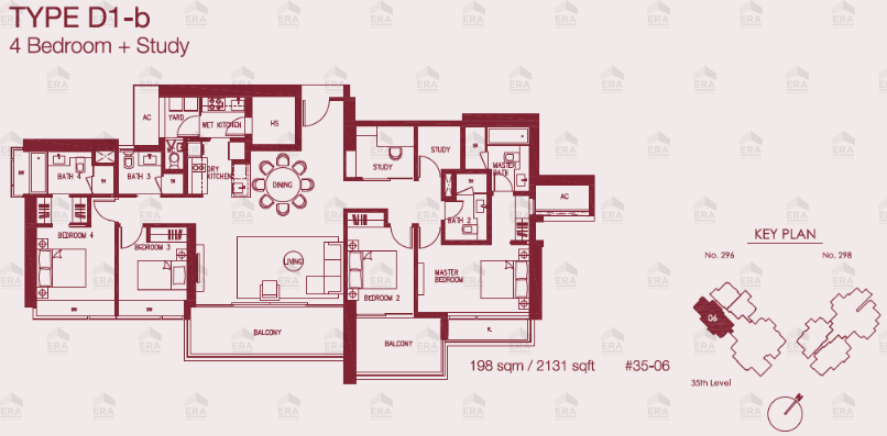 D1-b · 2,131 sqft floor plan