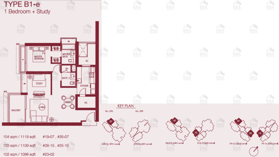 B1-e · 1,109 sqft floor plan