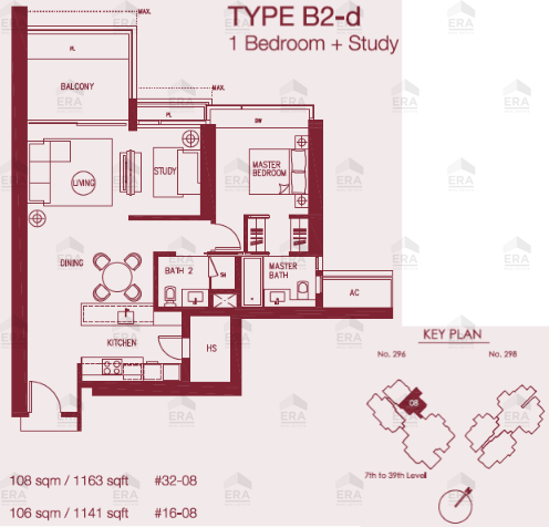 B2-d · 1,163 sqft floor plan
