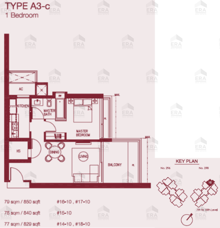 A3-c · 829 sqft floor plan