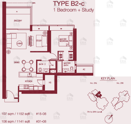 B2-c · 1,141 sqft floor plan