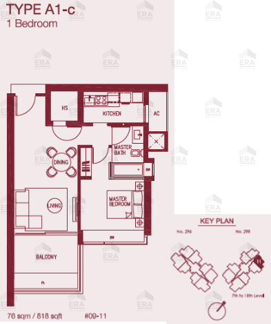 A1-c · 818 sqft floor plan