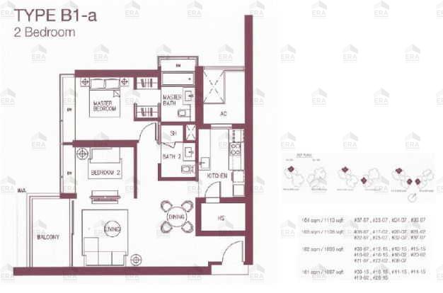B1-a · 1,119 sqft floor plan
