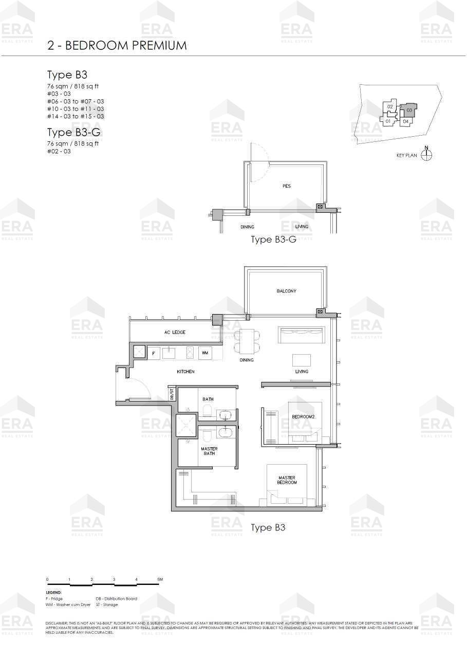 B3 · 818 sqft floor plan
