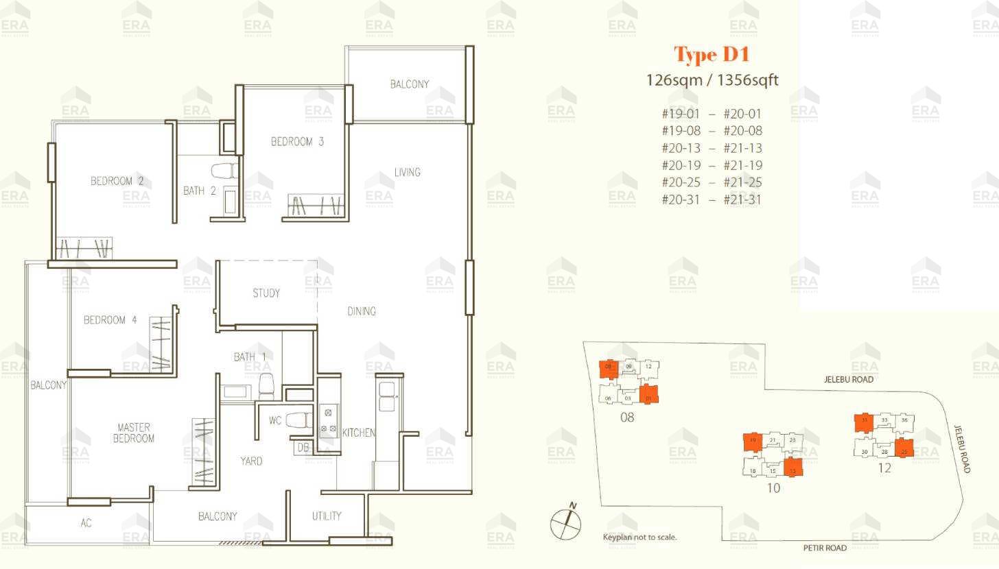 D1 · 1,356 sqft floor plan