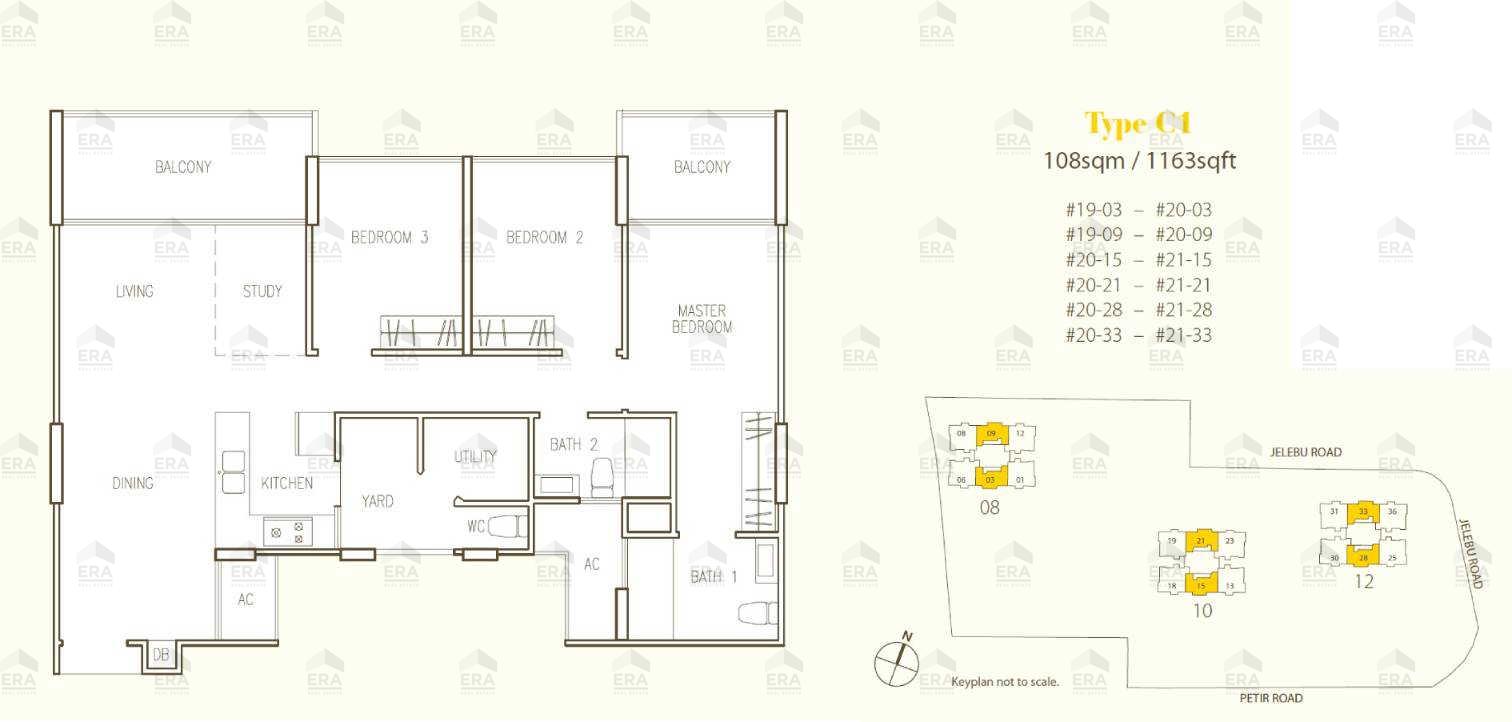 C1 · 1,163 sqft floor plan