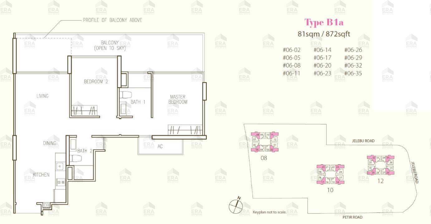 B1a · 872 sqft floor plan