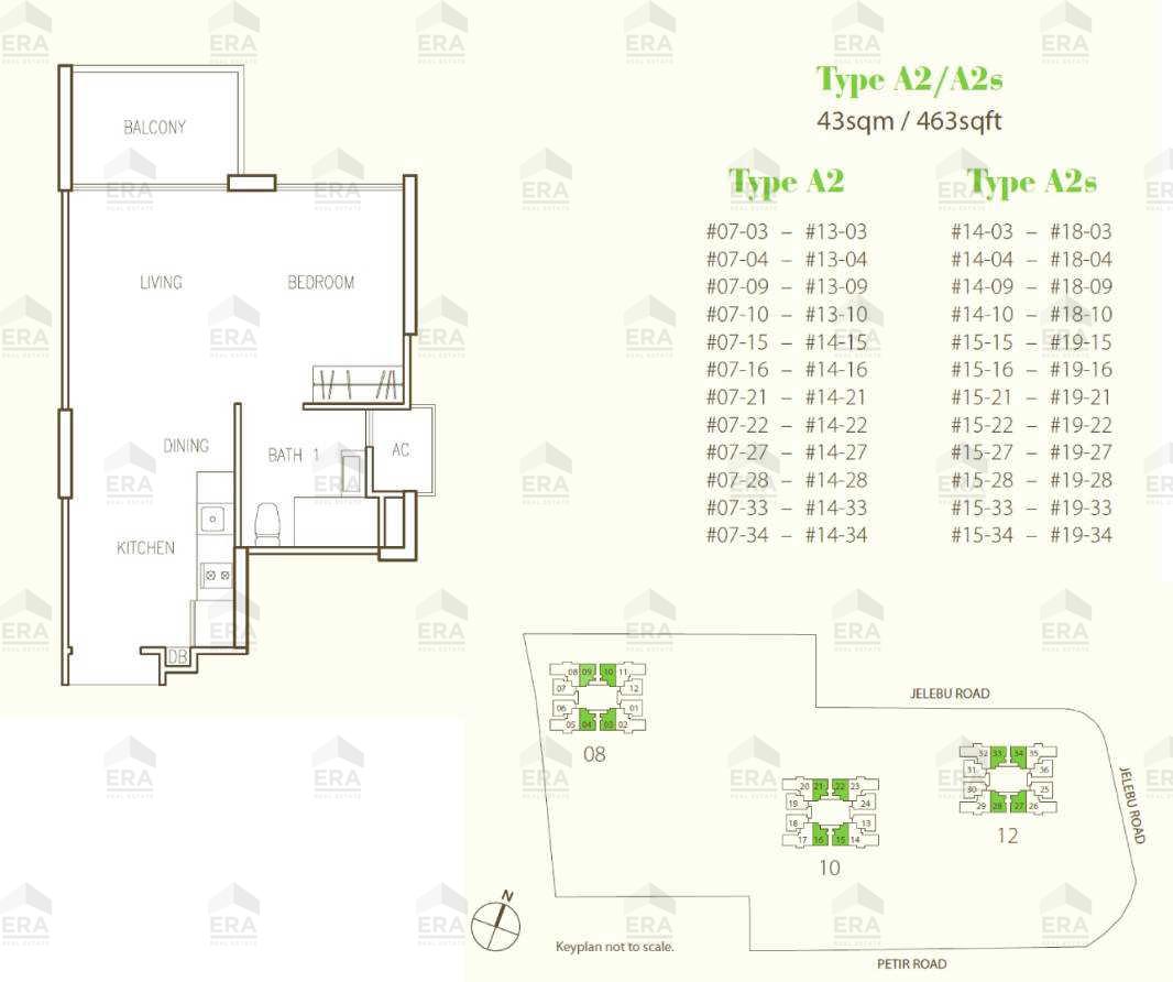 A2s · 463 sqft floor plan