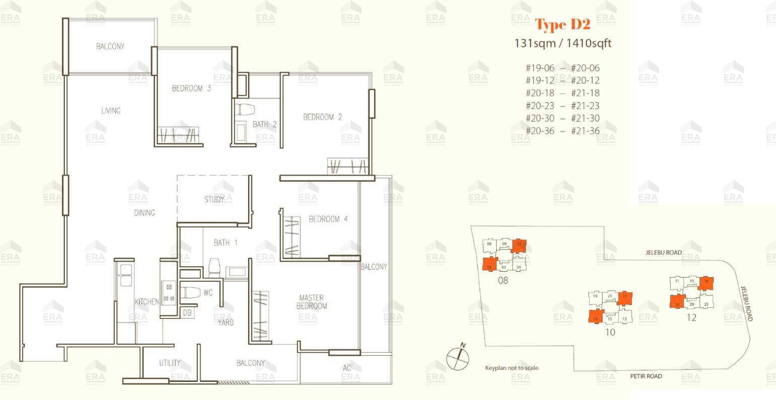 D2 · 1,410 sqft floor plan
