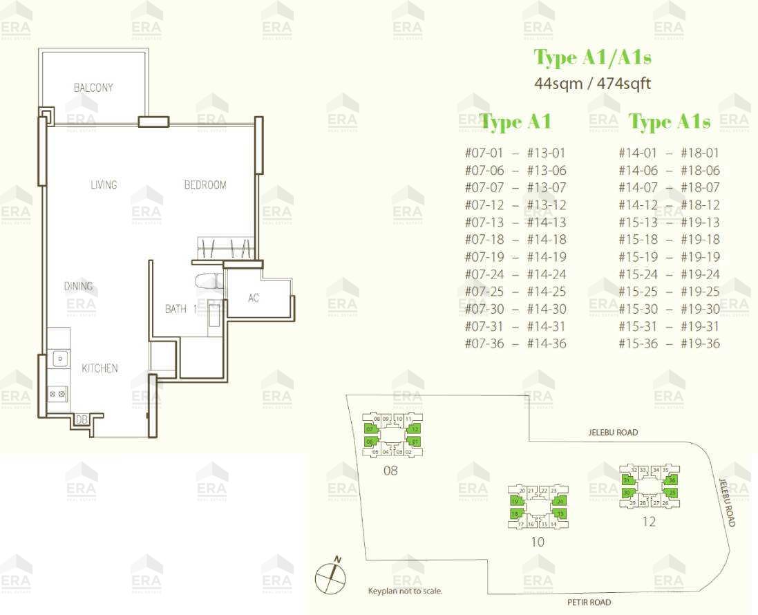 A1 · 474 sqft floor plan