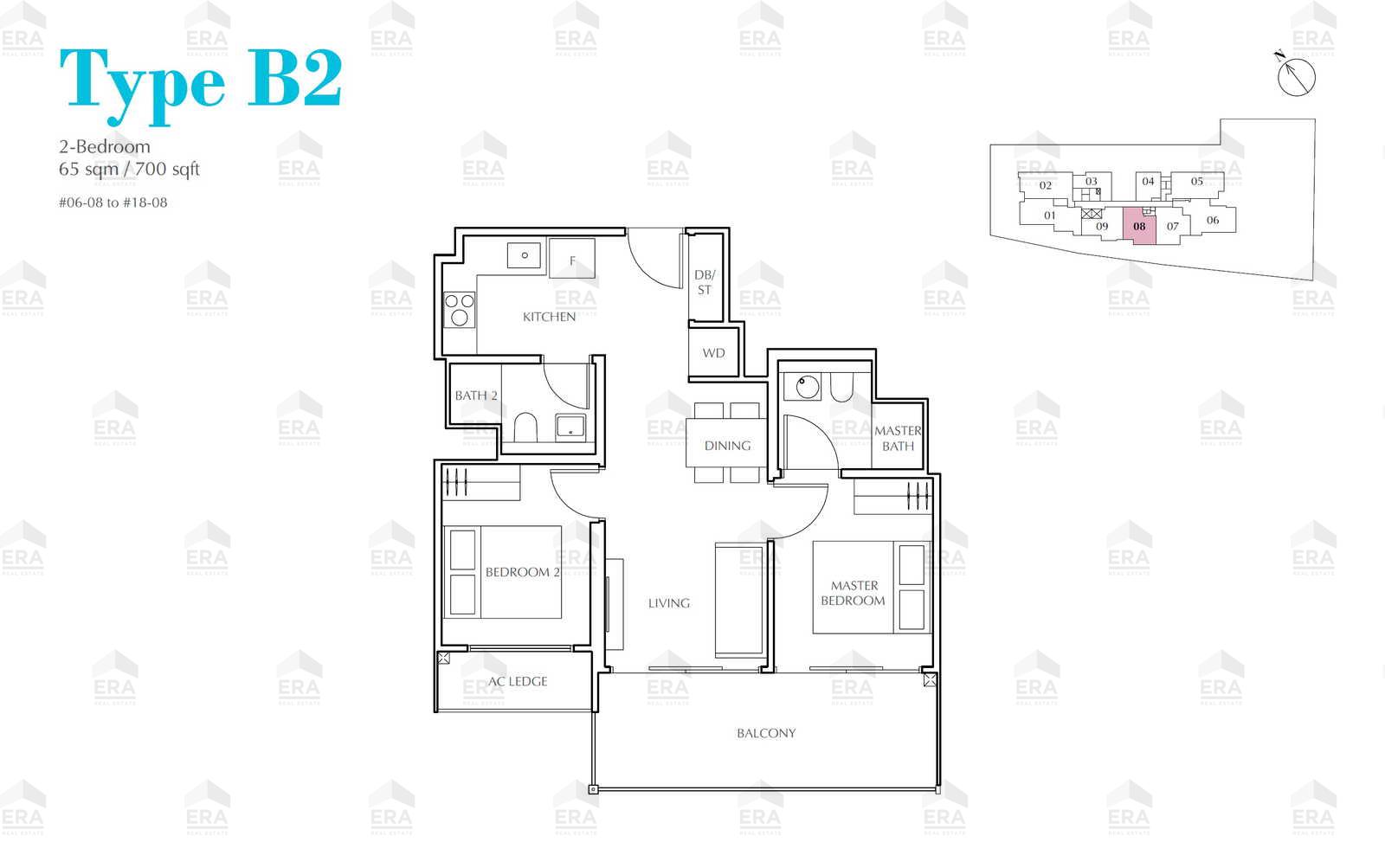B2 · 700 sqft floor plan