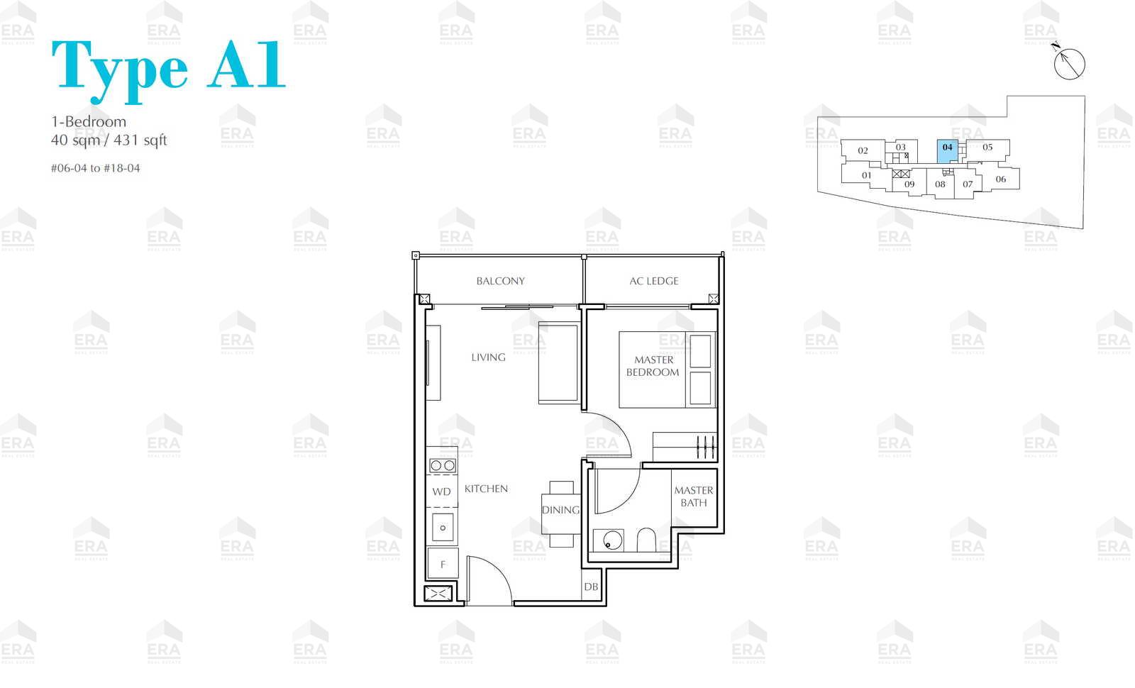 A1 · 431 sqft floor plan