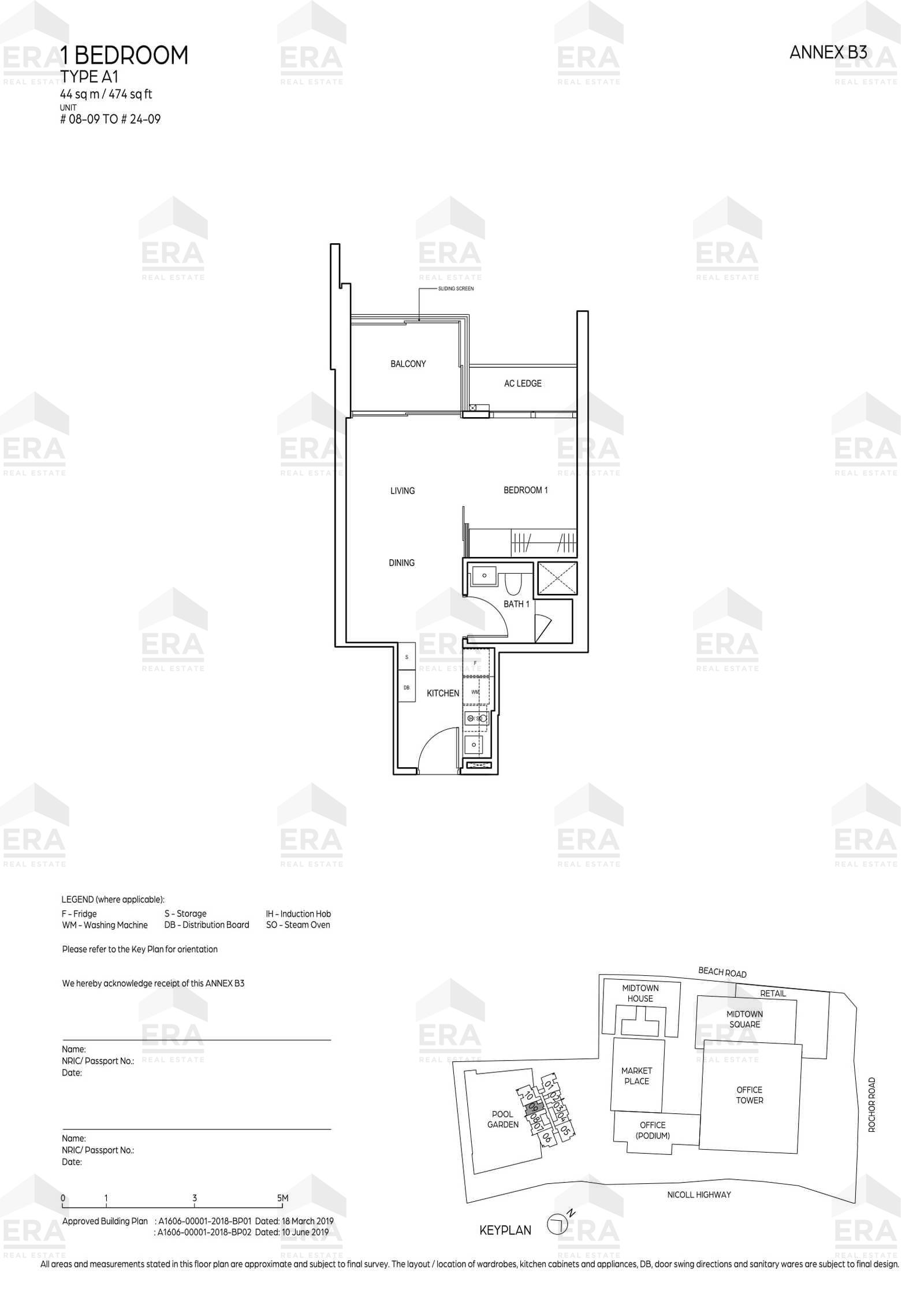 A1 · 474 sqft floor plan