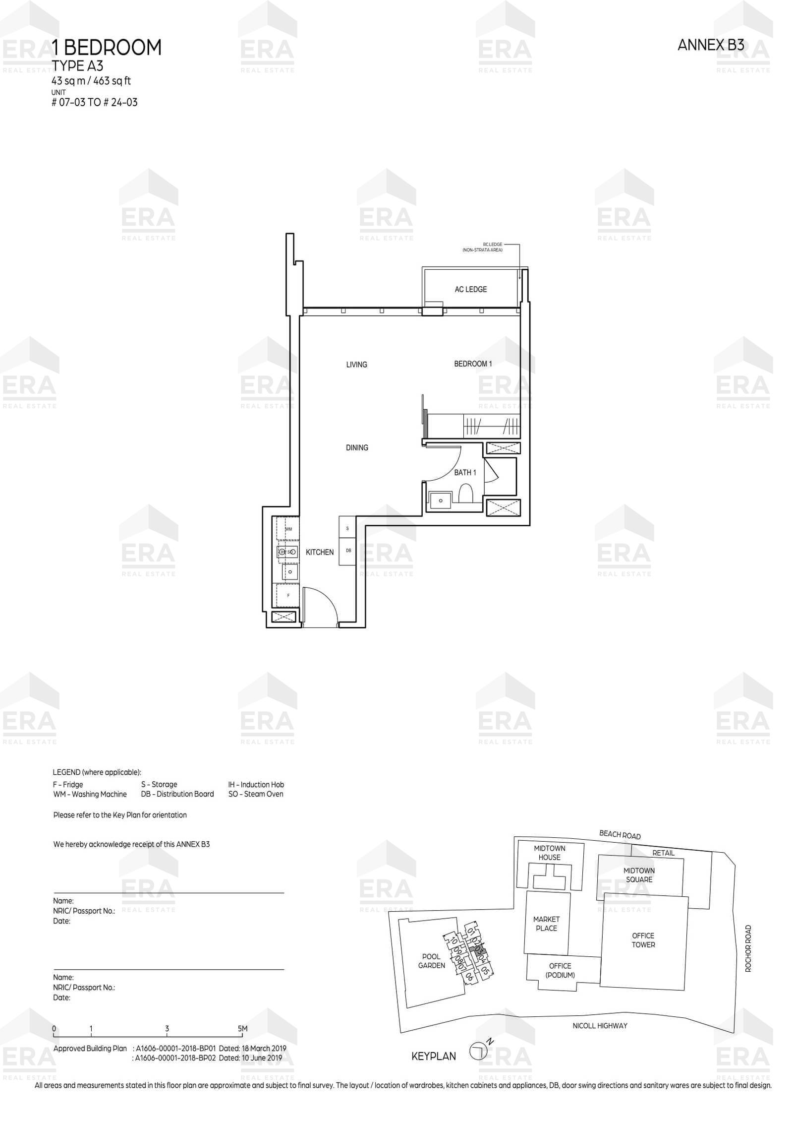 A3 · 463 sqft floor plan