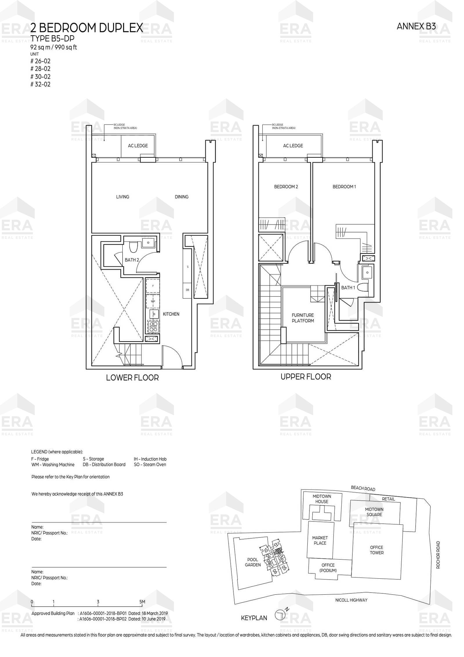 B5-DP · 990 sqft floor plan