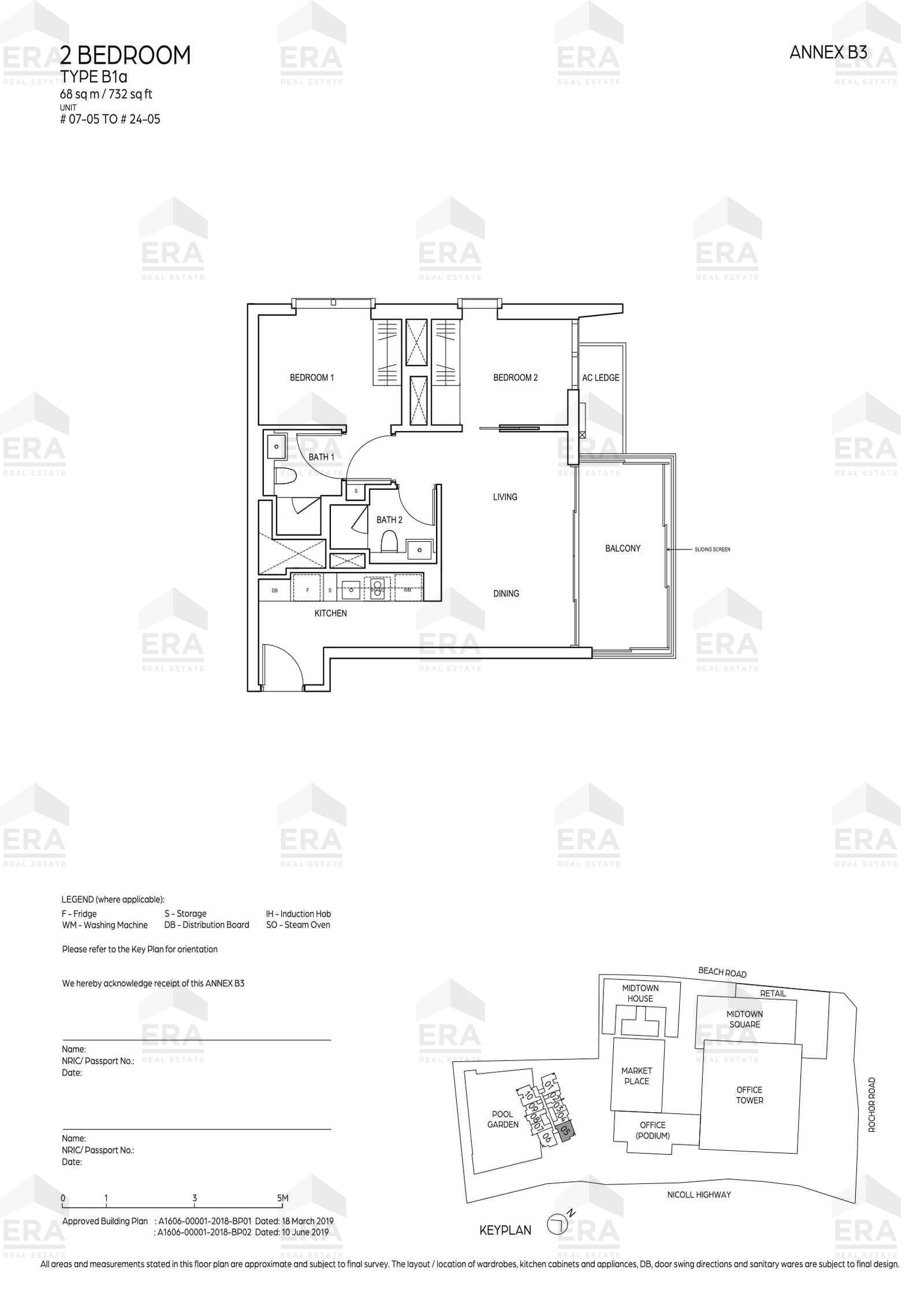 B1a · 732 sqft floor plan