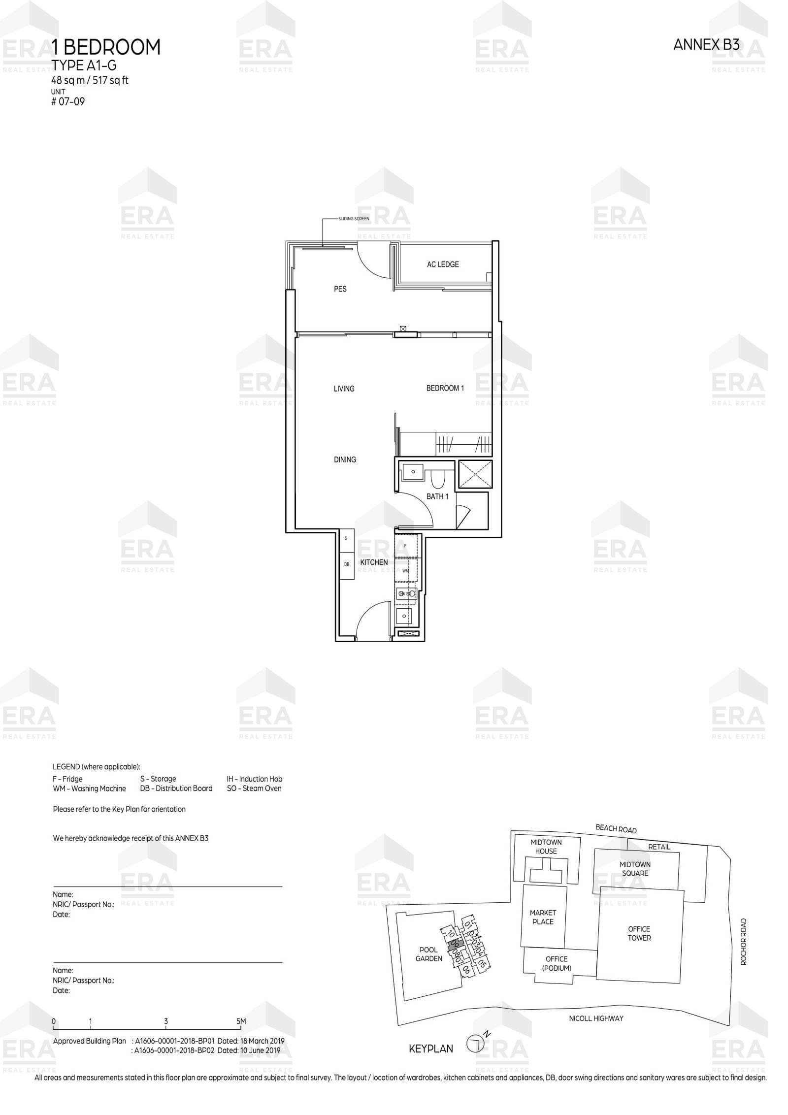 A1-G · 517 sqft floor plan