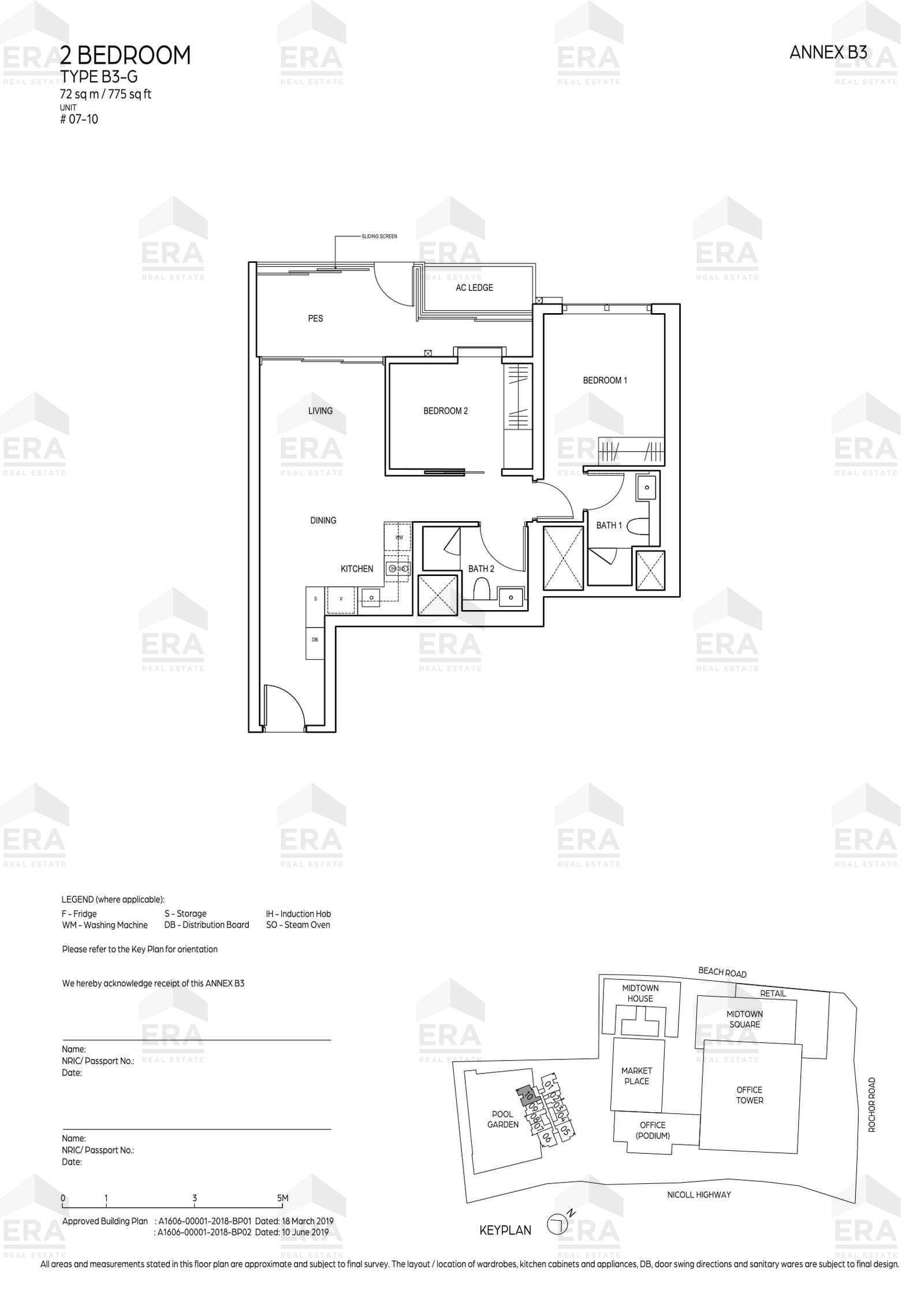 B3-G · 775 sqft floor plan
