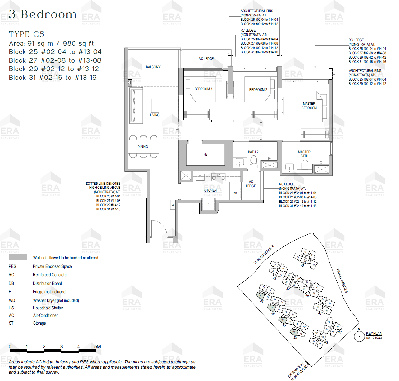C5 · 980 sqft floor plan