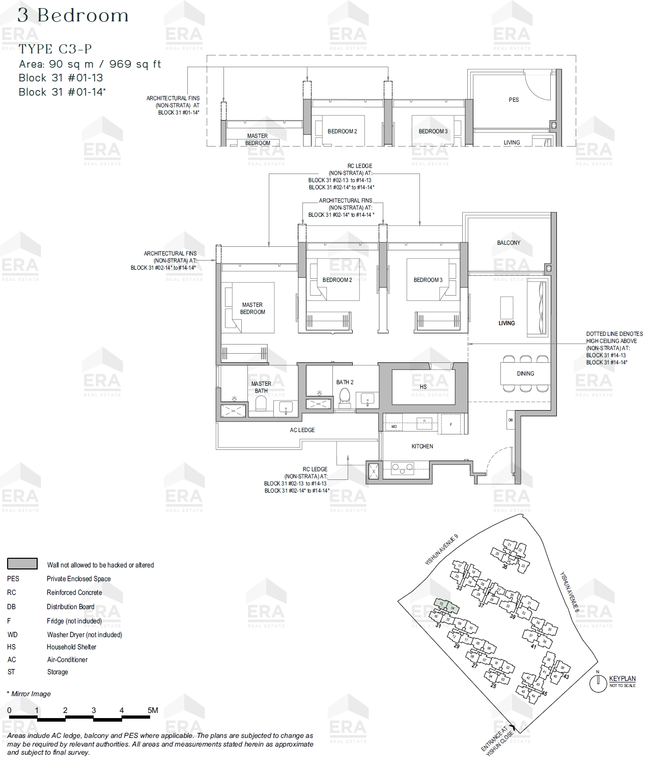 C3-P · 969 sqft floor plan