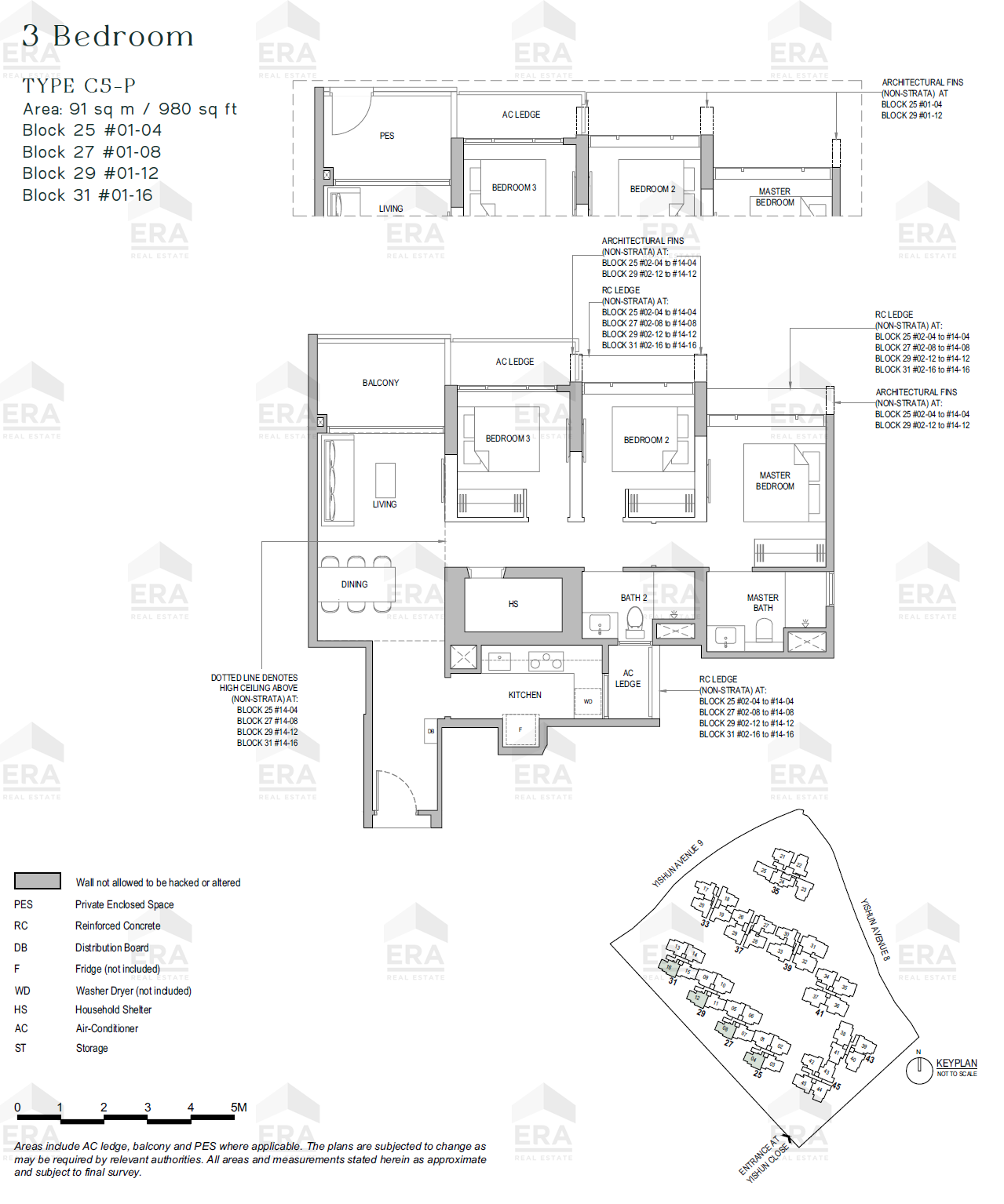 C5-P · 980 sqft floor plan