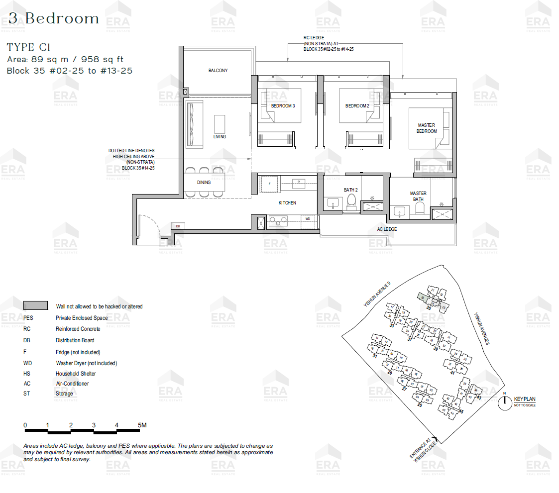 C1 · 958 sqft floor plan