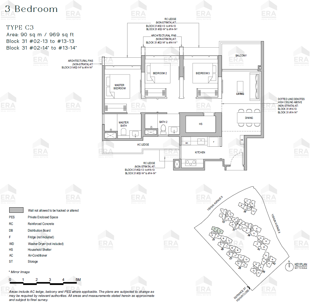 C3 · 969 sqft floor plan