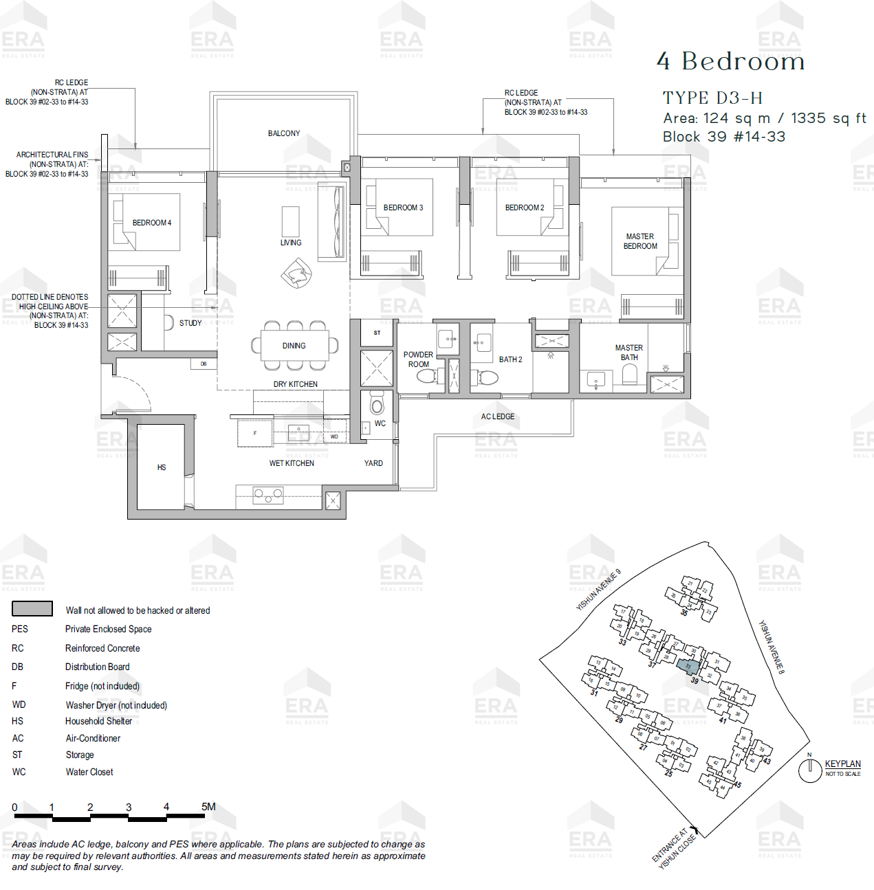 D3-H · 1,335 sqft floor plan