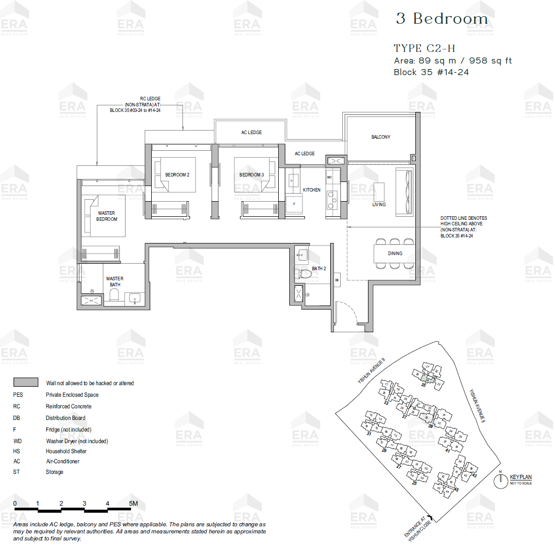 C2-H · 958 sqft floor plan