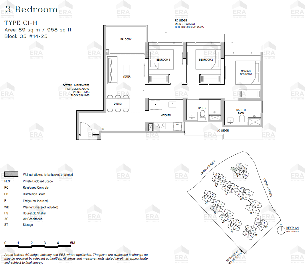 C1-H · 958 sqft floor plan