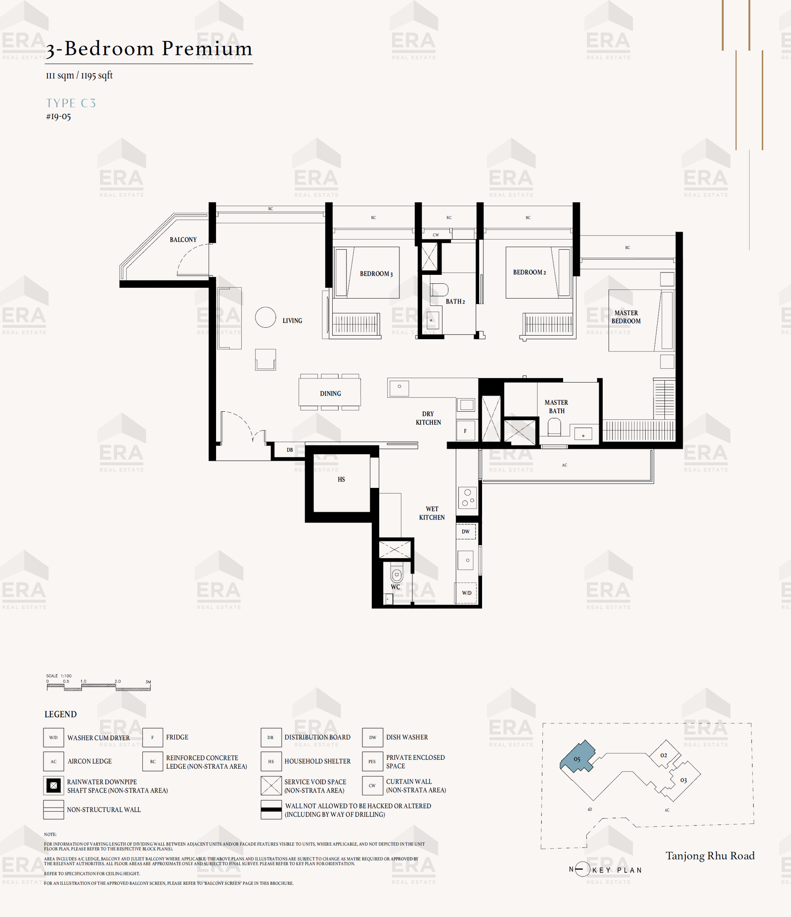 C3 · 1,195 sqft floor plan
