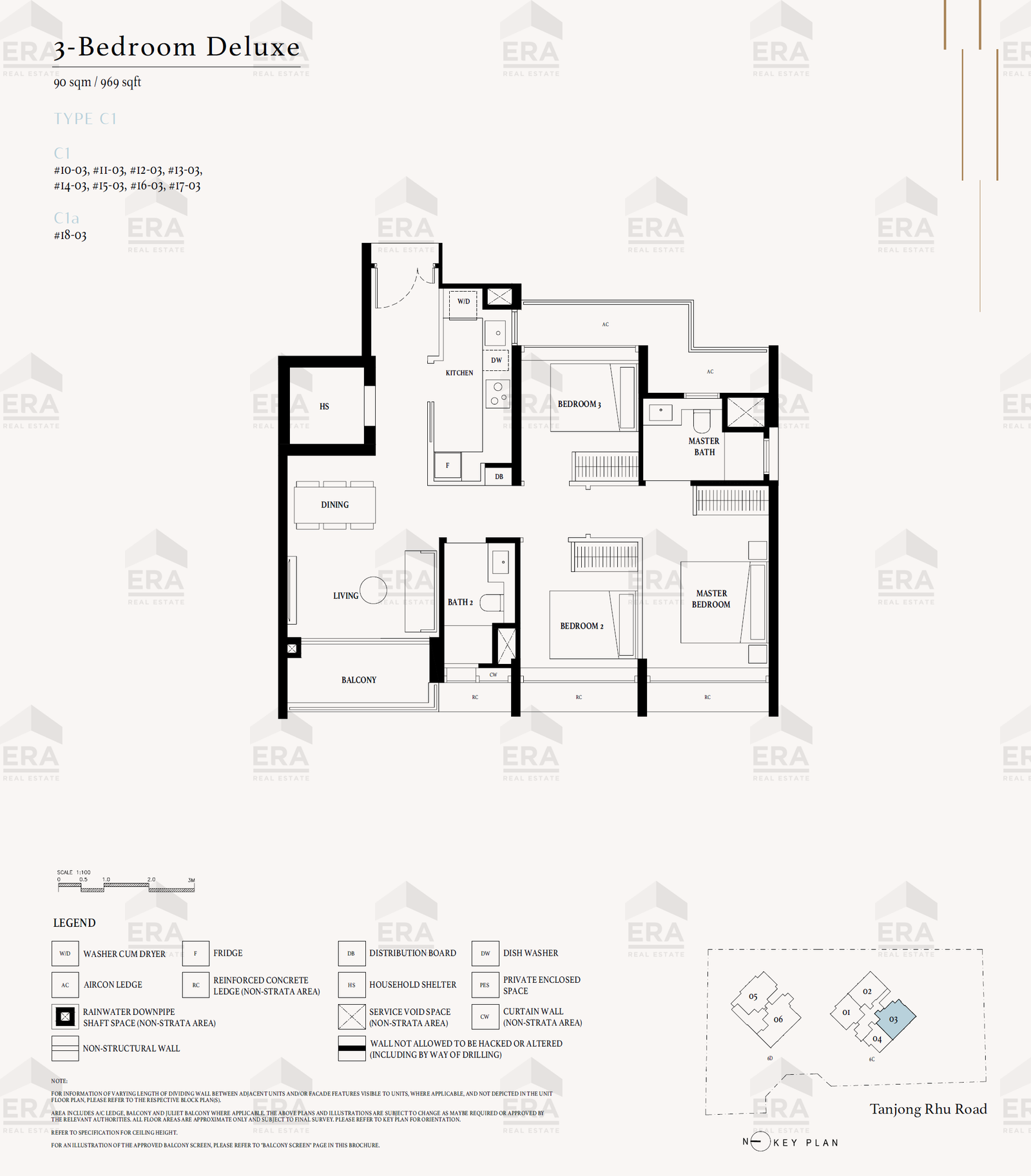 C1 · 969 sqft floor plan