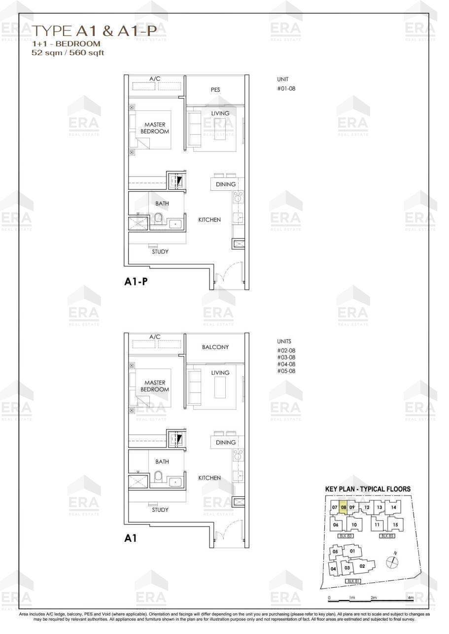 A1-P · 560 sqft floor plan