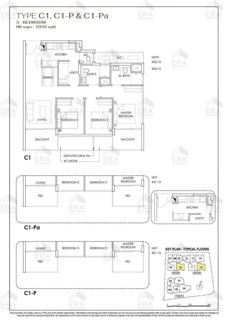 C1-P · 1,033 sqft floor plan