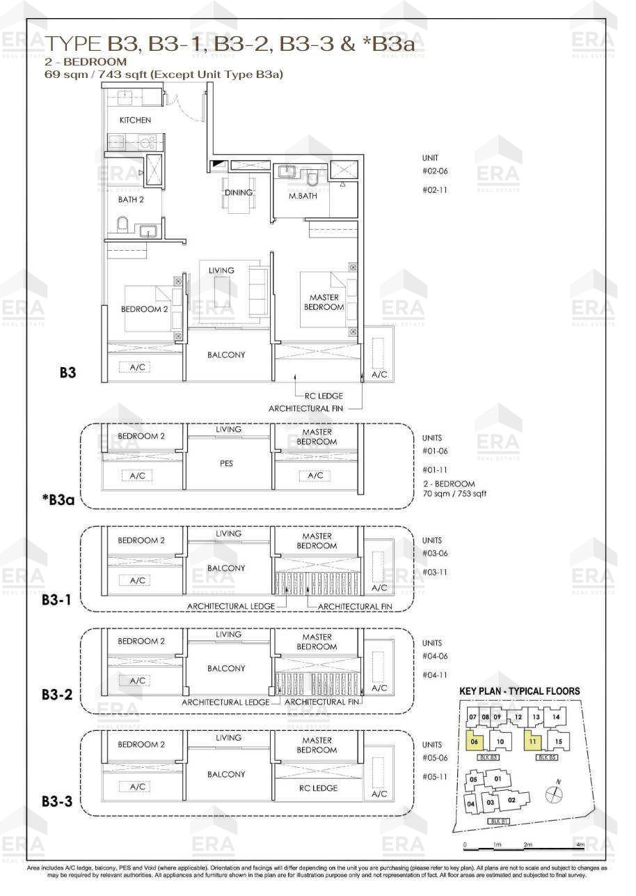 B3-3 · 743 sqft floor plan