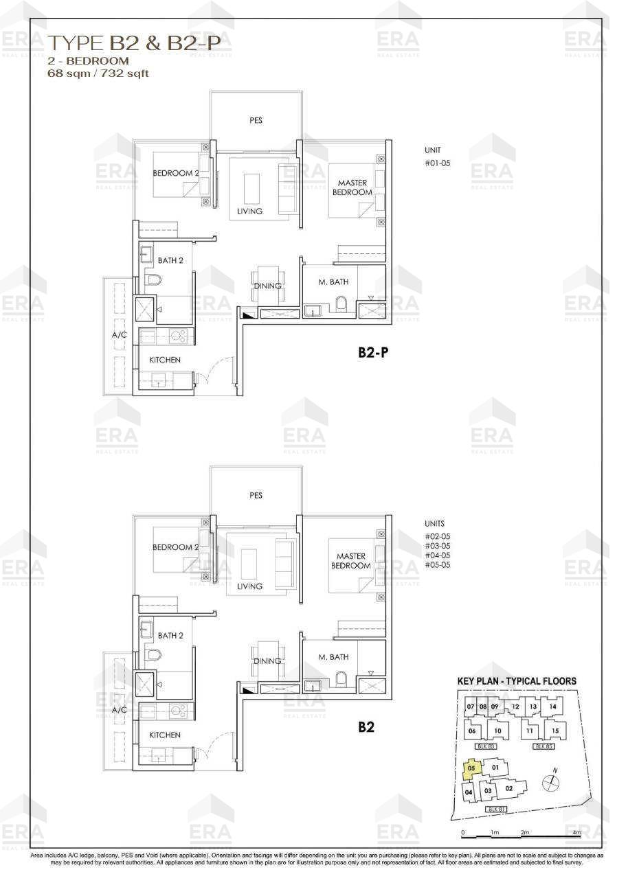 B2 · 732 sqft floor plan