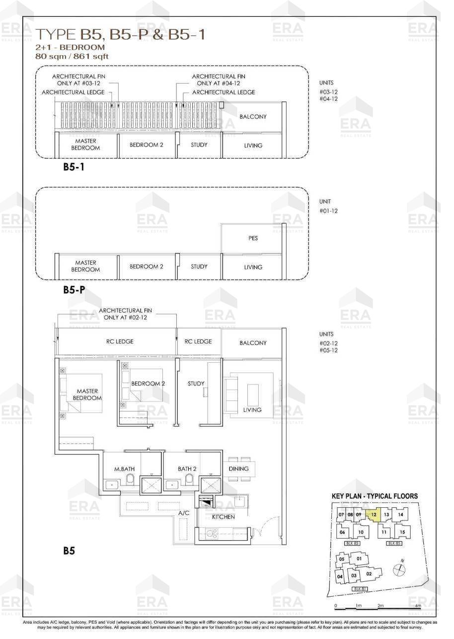 B5 · 861 sqft floor plan
