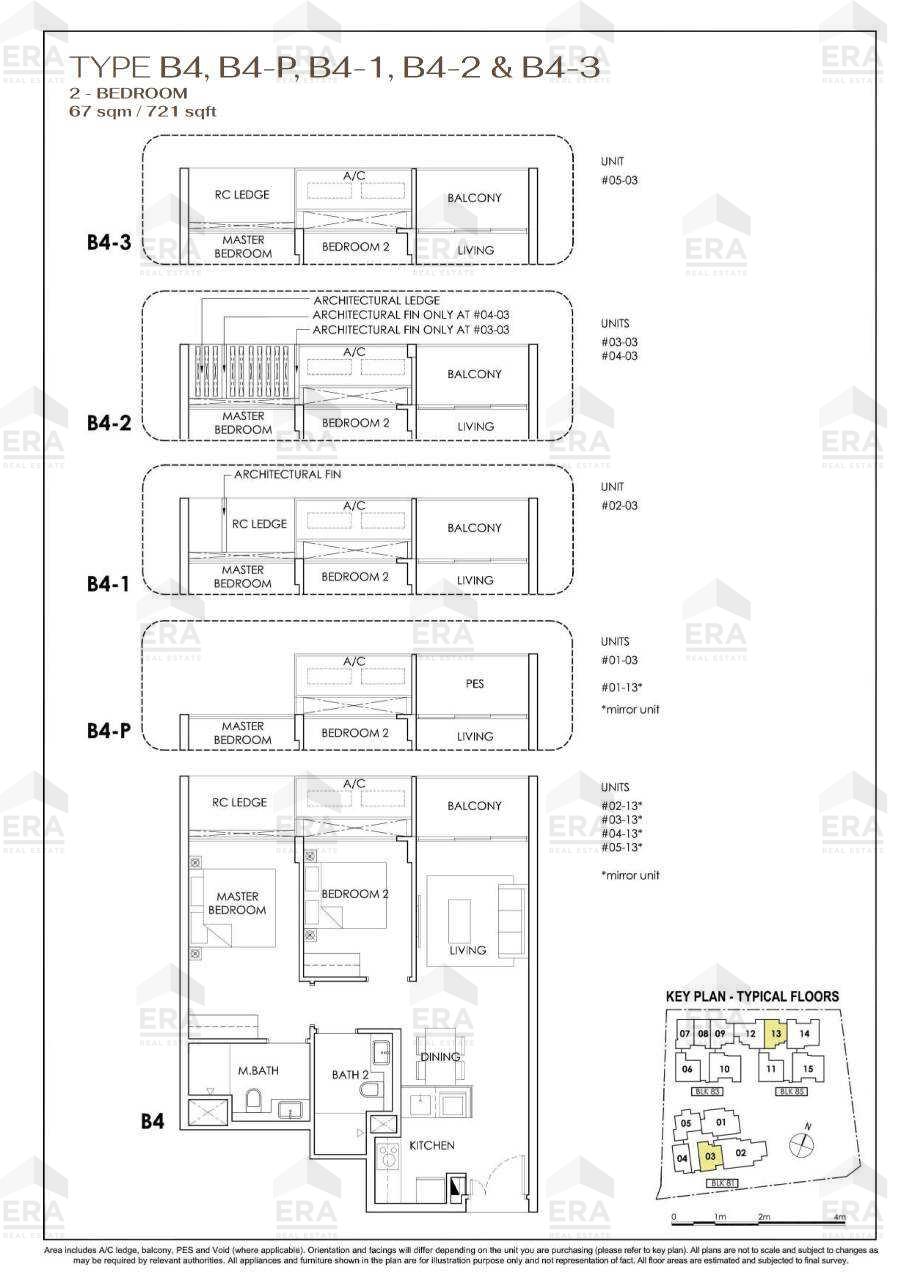 B4-P · 721 sqft floor plan