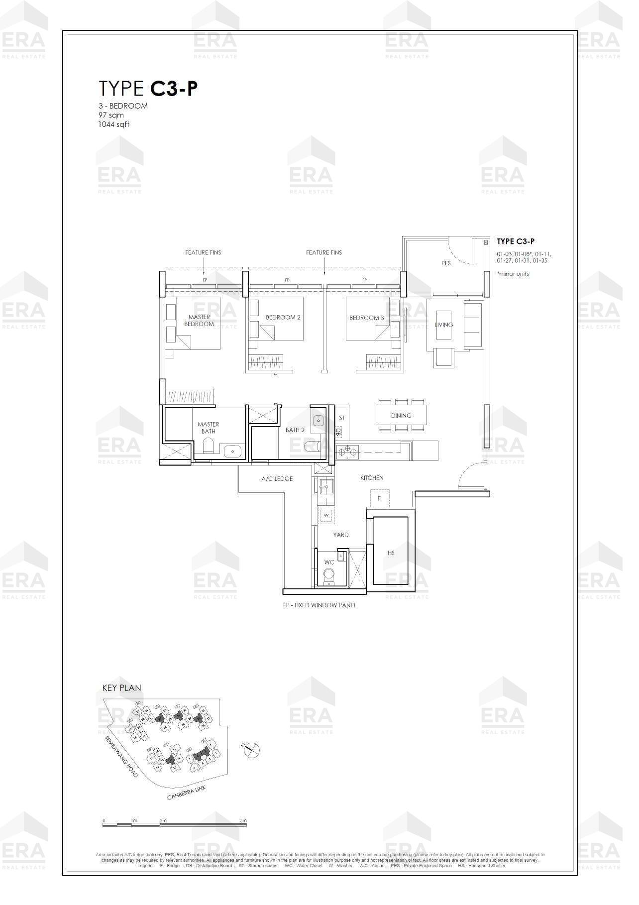C3-P · 1,044 sqft floor plan
