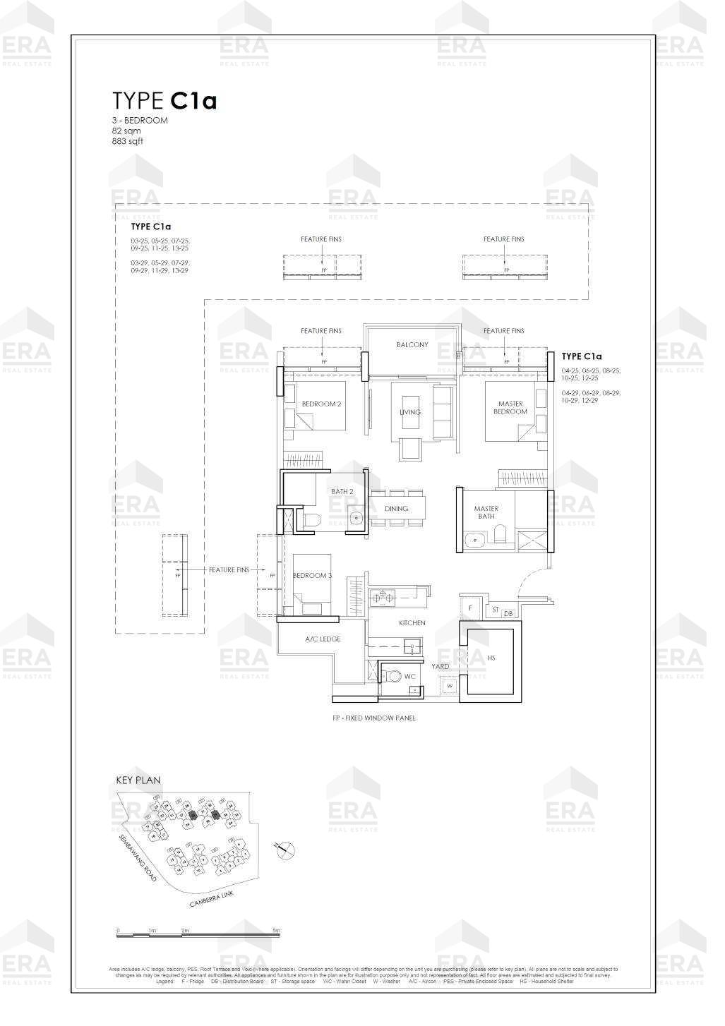 C1a · 883 sqft floor plan