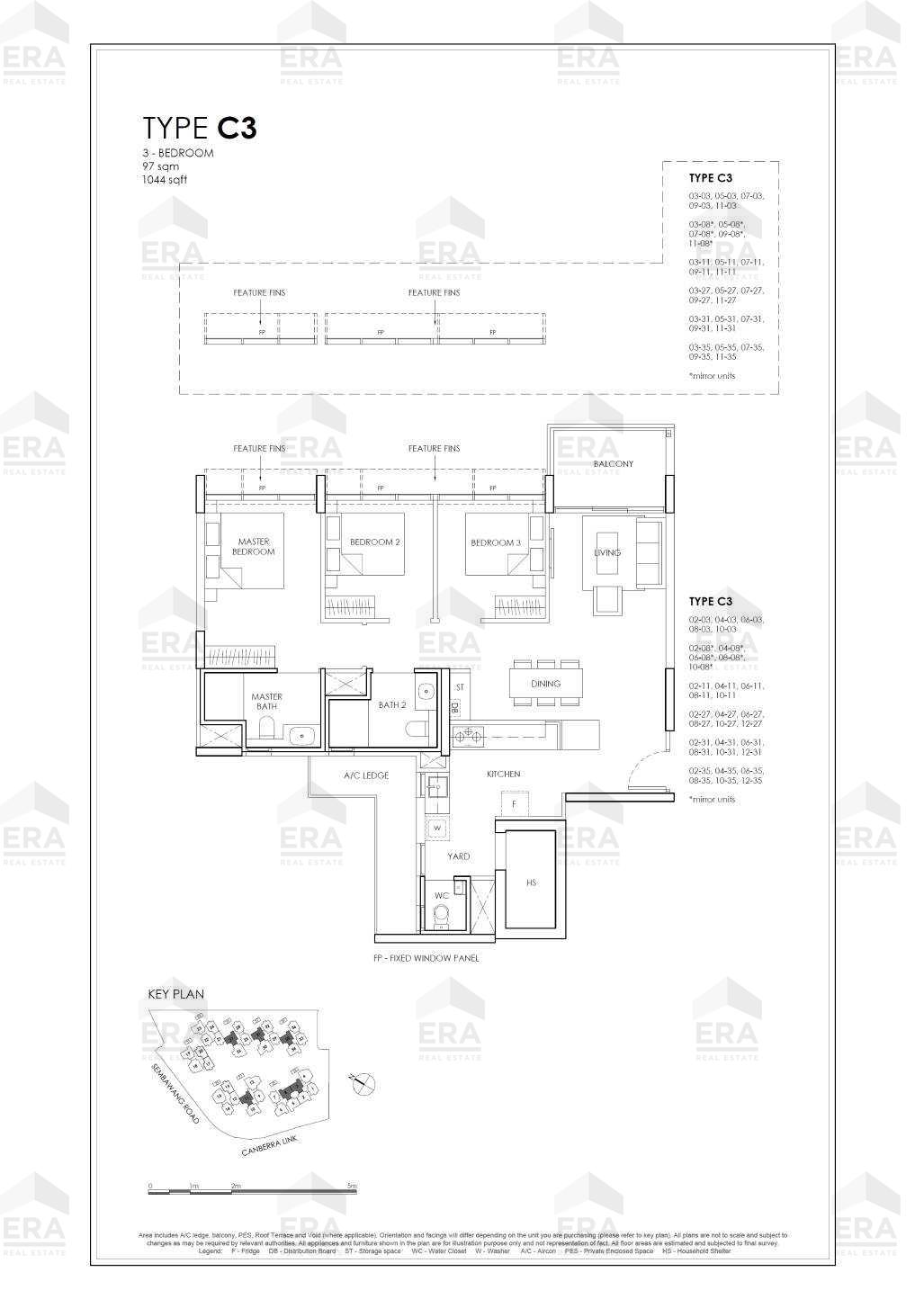C3 · 1,044 sqft floor plan