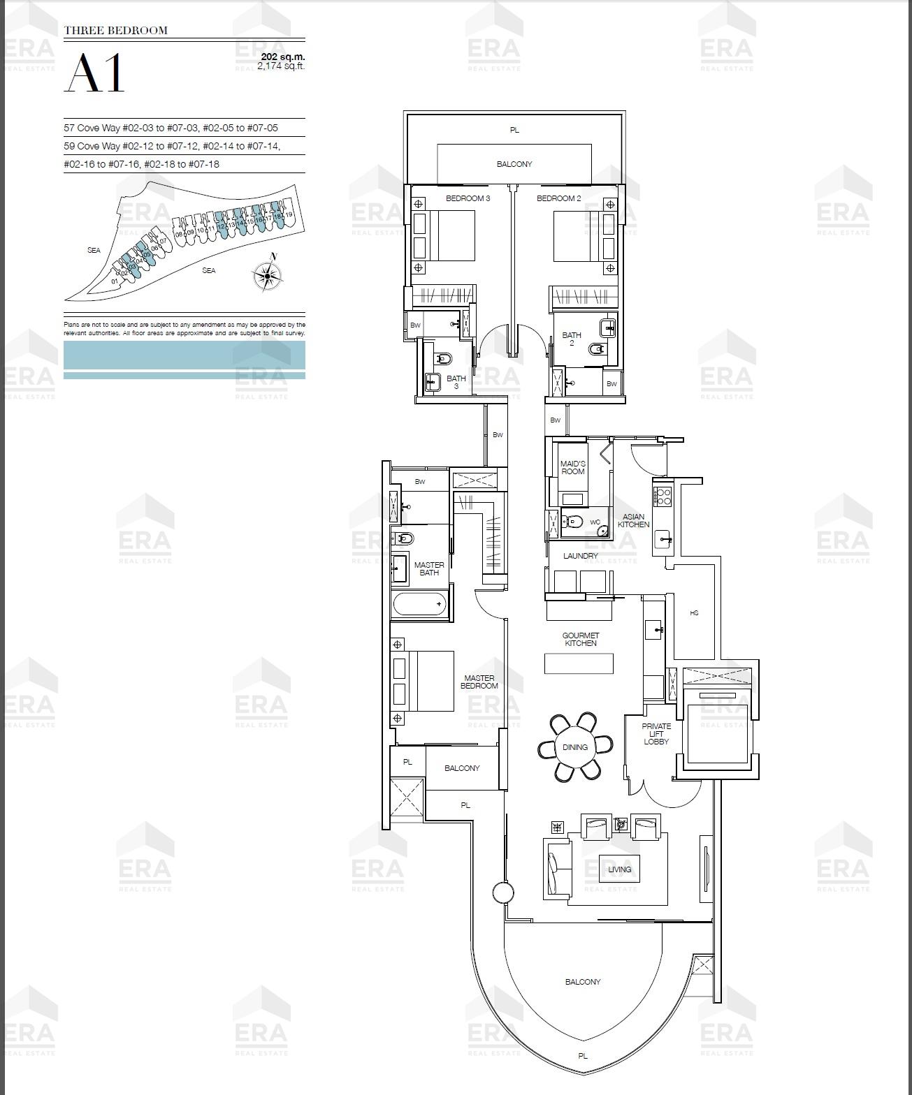 A1 · 2,174 sqft floor plan