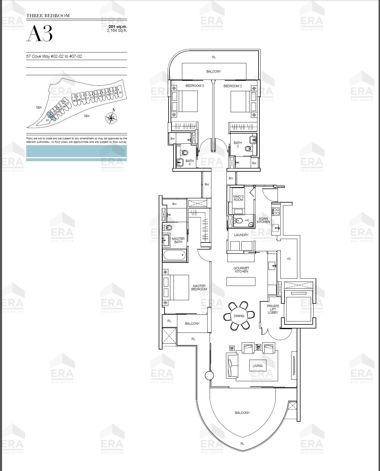 A3 · 2,164 sqft floor plan