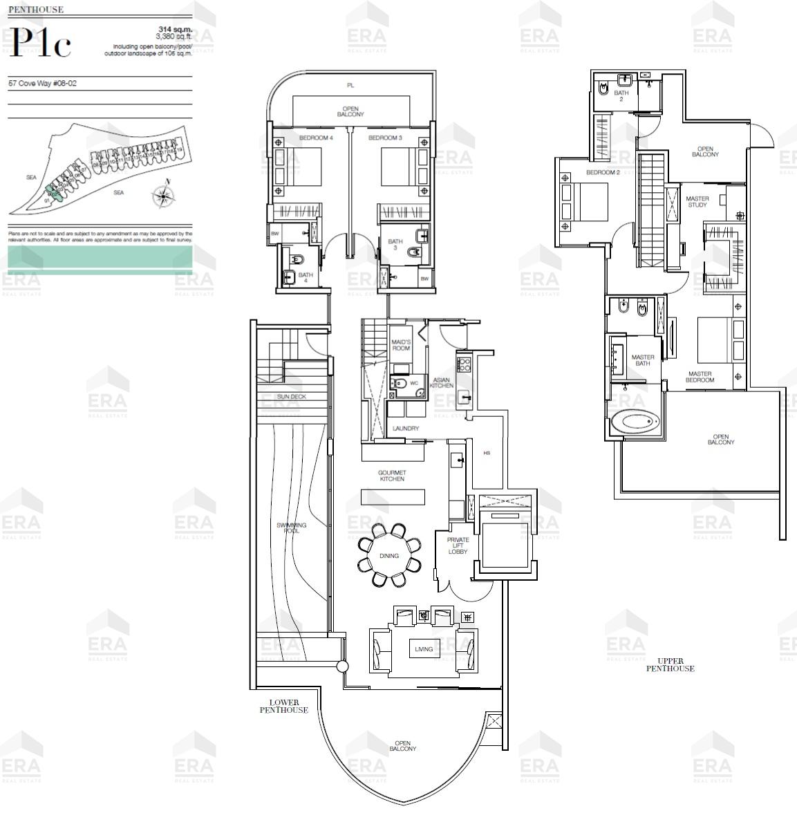 P1c · 3,380 sqft floor plan