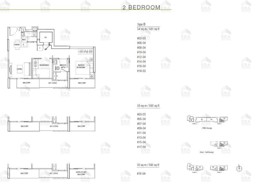 B · 581 sqft floor plan