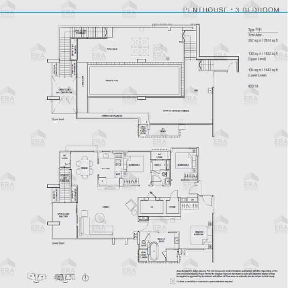 PH 1 · 2,874 sqft floor plan